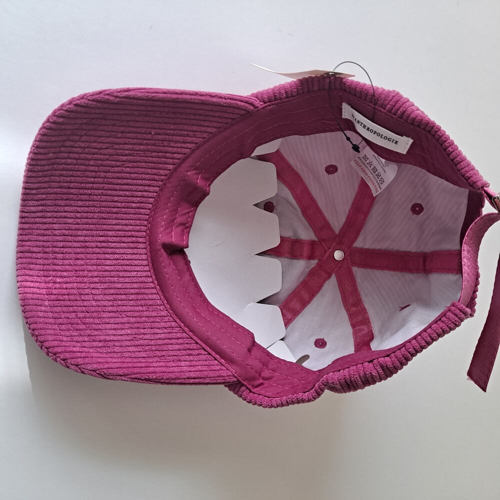NWT Anthropologie Corduroy Baseball Cap Adjustable Buckle Strap Pink Womens OSFA - Picture 6 of 10